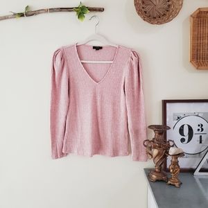 J. Crew Puff Sleeve V-neck Blouse Pink Size Small